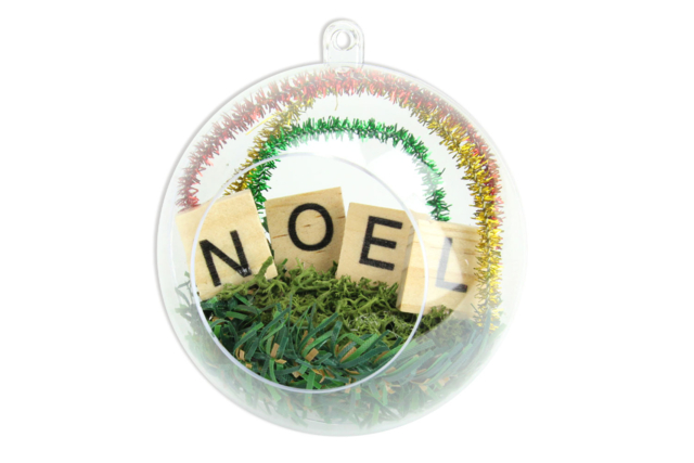 boule mot noel - Objets en bois Noël - 10doigts.fr