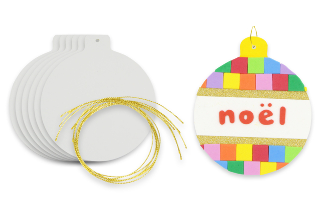 White Cardboard Christmas Ornaments - 6 Pieces - 6 - DIY Christmas Ornaments - 10doigts.com - Boules de Noël DIY - 10doigts.fr
