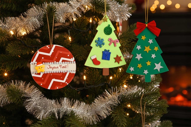 Bolas de madera para decorar - 12 unidades - Objets en bois Noël - 10doigts.fr