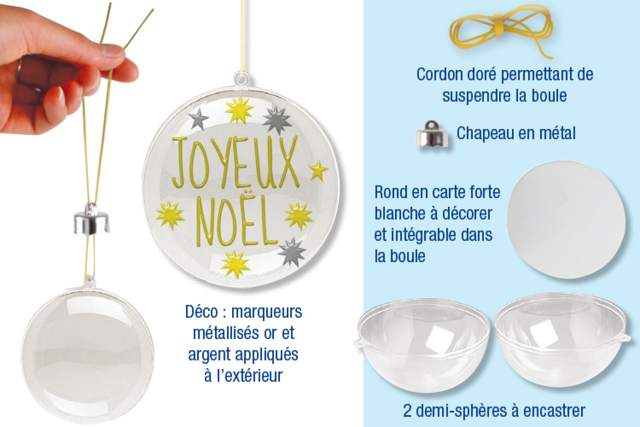 Bolas de plástico transparente 3 en 1 - Boules de Noël DIY - 10doigts.fr