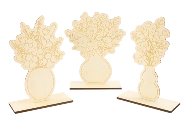 Wooden Flower Bouquets - 3 Pieces - 2 - Home Decor - 10doigts.com - Home Déco - 10doigts.fr