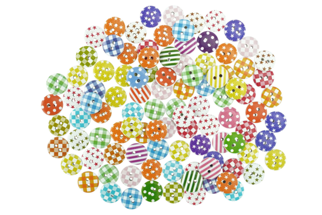 Decorative Wooden Buttons - 300 Pieces - 4 - Buttons - 10doigts.com - Boutons fantaisie et décoratifs pour tous vos DIY - 10doigts.fr