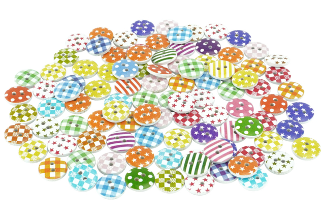 Decorative Wooden Buttons - 300 Pieces - 3 - Buttons - 10doigts.com - Boutons fantaisie et décoratifs pour tous vos DIY - 10doigts.fr