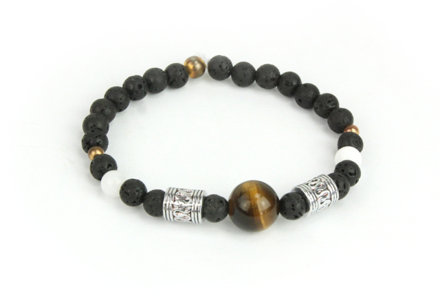pulsera de lava ojo de tigre - Perles Naturelles - 10doigts.fr
