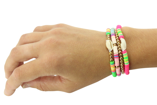 pulsera multirangs heishi - Perles Heishi et coquillages - 10doigts.fr