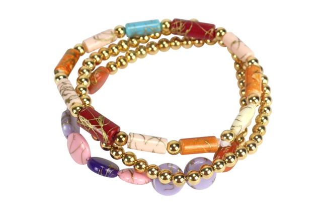 pulsera de pincel y perlas doradas - Perles Acrylique - 10doigts.fr
