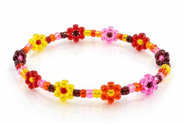 pulsera de cuentas rocalla con flores - Perles Rocaille - 10doigts.fr