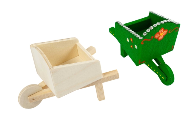 Carretilla de madera en miniatura pintada - Univers Miniature : maison de poupée et miniatures - 10doigts.fr