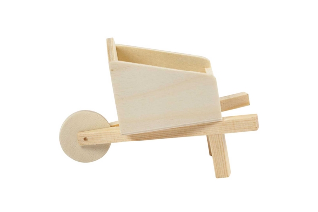 Carretilla de madera  - Univers Miniature : maison de poupée et miniatures - 10doigts.fr