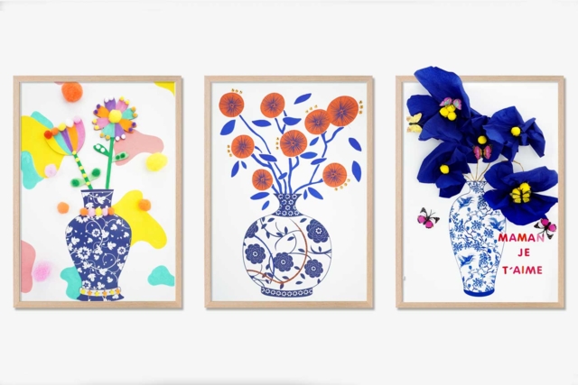 marco jarrón chino porcelana azul - Formes en carte forte - 10doigts.fr