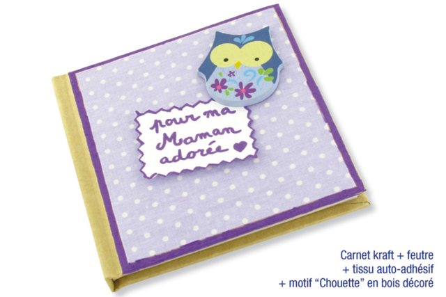 Cuaderno de cartón decorado con tela y búho - Albums et carnets à personnaliser - 10doigts.fr