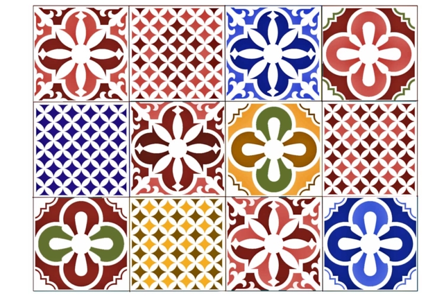 baldosas de cemento mosaicos - Pochoirs muraux : créez des frises et des décors personnalisés - 10doigts.fr