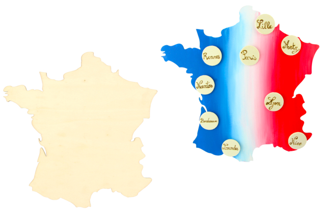 mapa de departamentos de Francia - Supports plats en bois - 10doigts.fr
