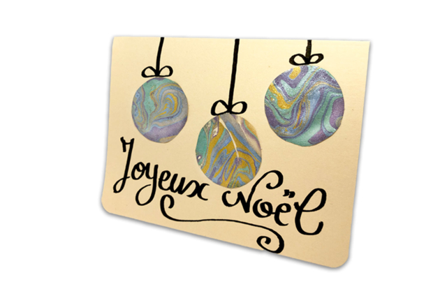 tarjeta en marbling - Peinture marbling - 10doigts.fr