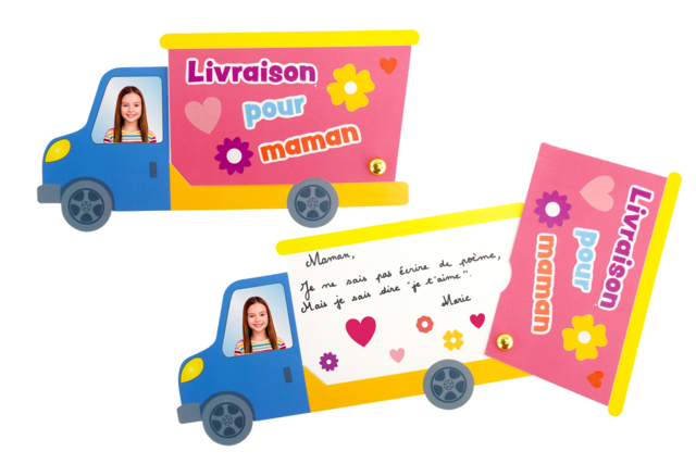 Delivery Truck Cards - 4 Pieces - 2 - Parent's Day Kits - 10doigts.com - Kits fête des parents - 10doigts.fr