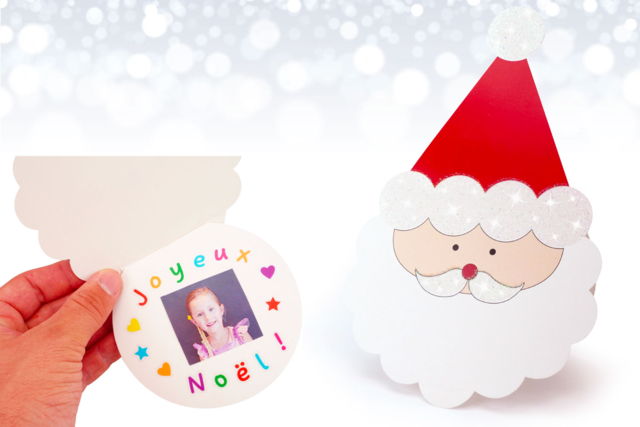 Sparkling Santa Claus Card Kit - 6 Cards - 3 - Christmas Creative Kits for Children - 10doigts.com - Kits créatifs de Noël pour les enfants - 10doigts.fr