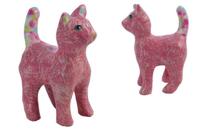 Papier Mâché Cat 12 cm - 4 - Cardboard Animals - 10doigts.com - Animaux en carton - 10doigts.fr