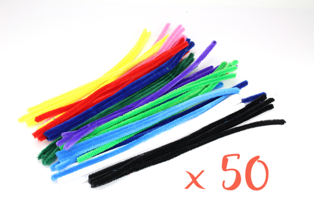 Limpiapipas de 9 mm - 30 cm, colores surtidos - Set de 50 - Chenilles, cure-pipe - 10doigts.fr