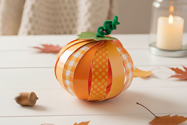 Calabaza 3D con tiras de papel - Kits créatifs Automne - 10doigts.fr