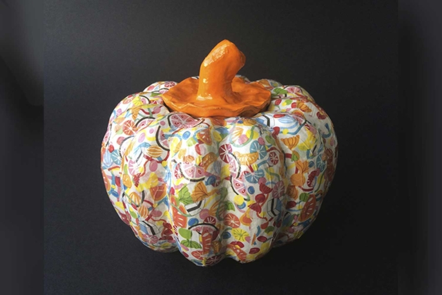 Paper Mache Pumpkin Box - 14 cm - 4 - Halloween Decoration Stands - 10doigts.com - Supports d'Halloween à décorer - 10doigts.fr