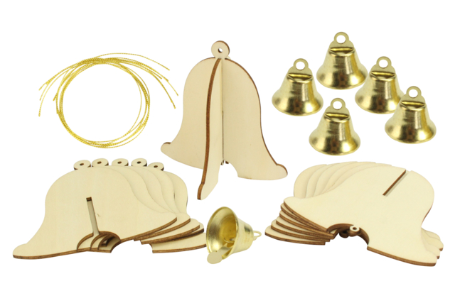 Wooden Bells to Assemble - 6 pcs - 3 - Easter Decor Supports - 10doigts.com - Supports de Pâques à décorer - 10doigts.fr