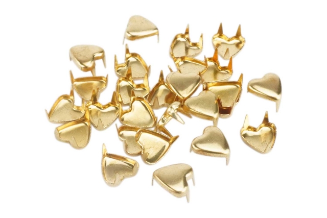Clavos corazones Dorados - 1 lote (25 clavos) - Clous et rivets - 10doigts.fr