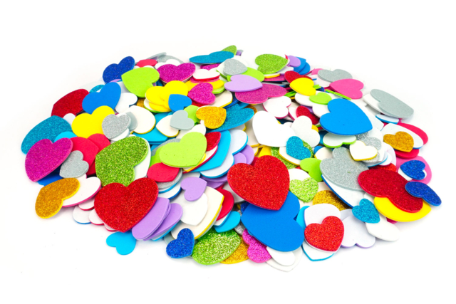 CORAZONES DE ESPUMA DE CAUCHO - Décorations coeurs pour des créations pleines d'amour - 10doigts.fr