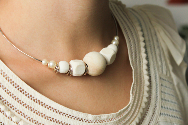 collar de perlas hexagonales - Perles Bois - 10doigts.fr