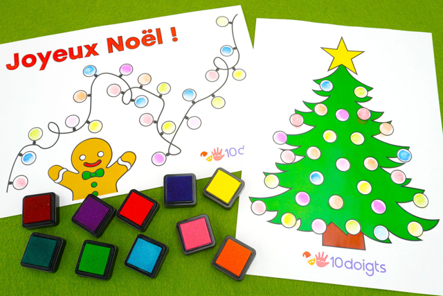 Coloración de Navidad para completar con los dedos - Encreurs : une palette infinie de couleurs et de formats - 10doigts.fr