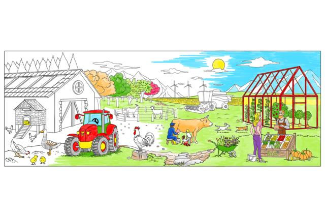 dibujo para colorear la granja - Supports de coloriages originaux pour enfants - 10doigts.fr