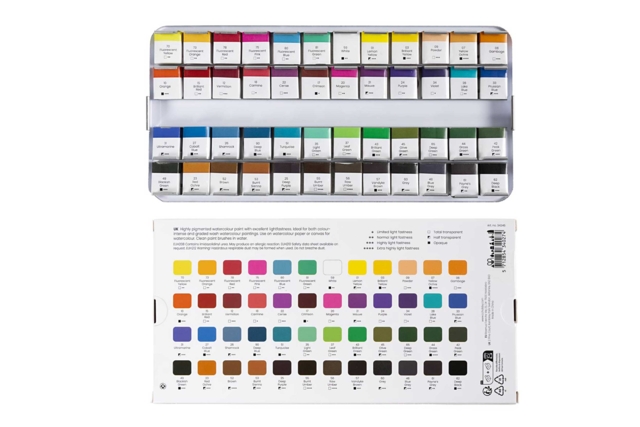 contenido caja acuarela 48 colores - Peinture aquarelle - 10doigts.fr