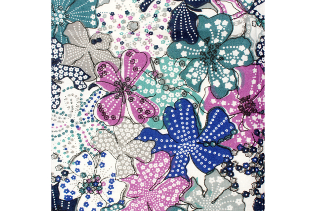 tela de flores azules y violetas - Coupons de tissus - 10doigts.fr