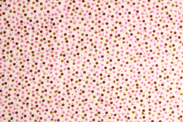 Tirón de tela de algodón impreso (43 x 53 cm) - Lunares rosa y marrón - Coupons de tissus - 10doigts.fr