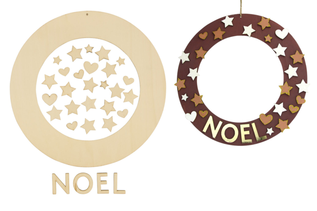 Wooden Christmas Wreath + Accessories - 1 - Christmas Wreaths - 10doigts.com - Couronnes de Noël - 10doigts.fr
