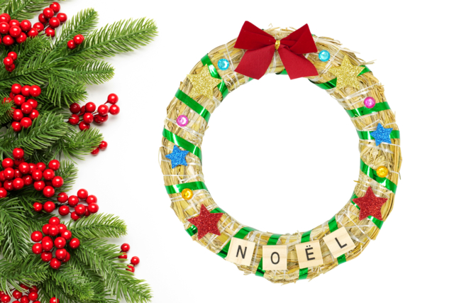 Corona de Navidad de paja - Couronnes de Noël - 10doigts.fr