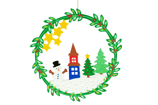 Corona de madera decorativa Navidad creación - Couronnes de Noël - 10doigts.fr