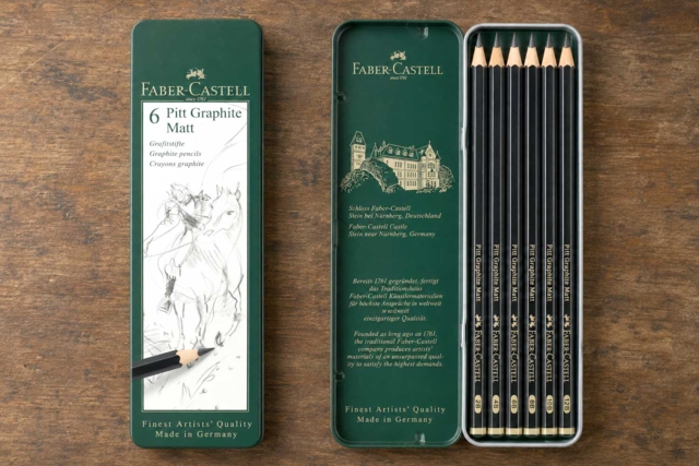 Castell 9000 Graphite Pencils, Metal Box of 6 (HB to 8B) - Crayons graphite et mines pour le dessin - 10doigts.fr