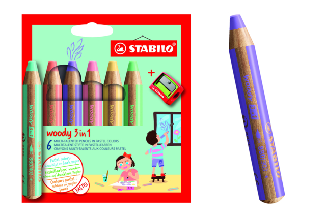 CRAYONES WOODY PASTEL - Crayons de couleur pour enfants : du premier gribouillage au dessin d'artiste - 10doigts.fr