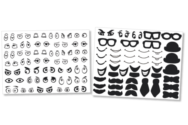 Crazy Face Stickers - 150 pieces - 3 - Eye and Face Stickers - 10doigts.com - Gommettes yeux, visages et smileys pour des créations pleines d’expression - 10doigts.fr