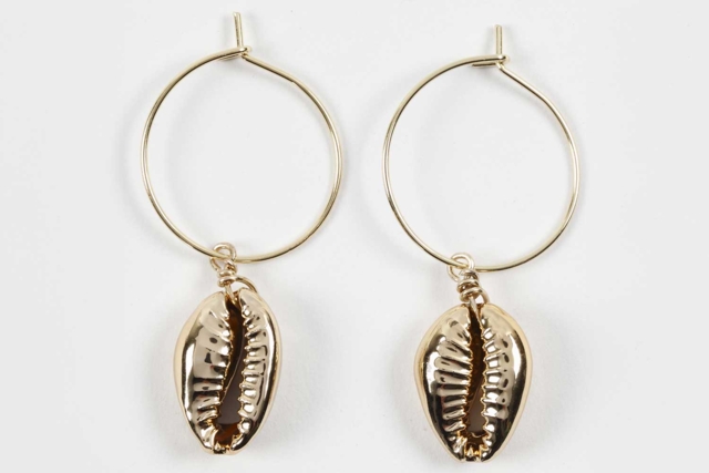 Aros finos de oro con conchas - Boucles d'oreilles - 10doigts.fr