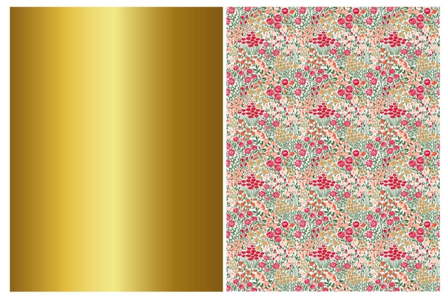 decopatch dorado y flores liberty - Papiers Décopatch - 10doigts.fr