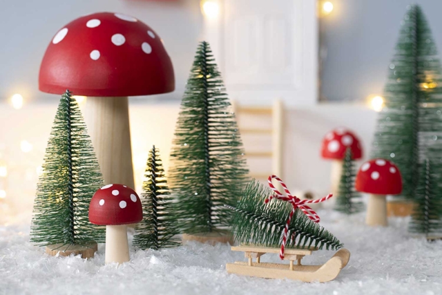 decoraciones con árboles nevados - Déco Noël Nature - 10doigts.fr