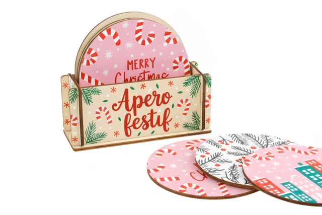 Dessous de verre en bois + support de rangement déco noel - Objets bois pour la cuisine - 10doigts.fr