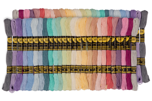 Cotton Embroidery Floss, Pastel - 52 Pieces - 1 - Embroidery Threads - 10doigts.com - Fils à  broder - 10doigts.fr