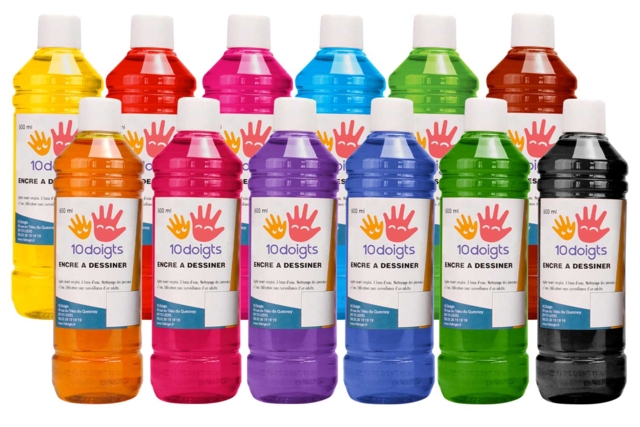 10doigts Drawing Inks - 500 ml - 1 - Liquid Inks - 10doigts.com - Encres liquides : la pureté de la couleur pour vos dessins - 10doigts.fr