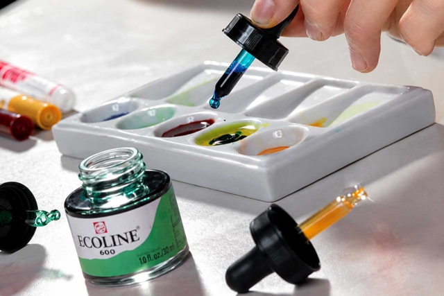 tintas líquidas Ecoline - Encres beaux-arts : encre de Chine et encres acryliques - 10doigts.fr