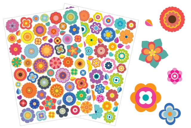 Funky Flower Stickers - 140 pcs - 1 - Flower, Fruit, and Vegetable Stickers - 10doigts.com - Gommettes Fleurs, Fruits et Légumes - 10doigts.fr