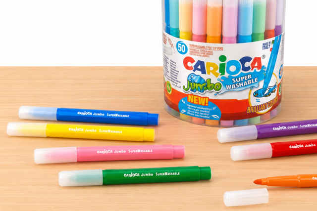 Rotulador Carioca Jumbo para niños super lavable - Feutres pointes larges : pour des coloriages éclatants et des aplats parfaits - 10doigts.fr