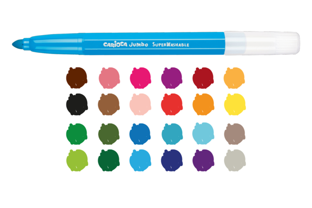Rotulador Carioca Jumbo super lavable - Feutres pointes larges : pour des coloriages éclatants et des aplats parfaits - 10doigts.fr