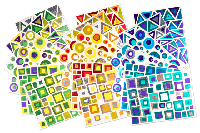 gomets arte abstracto niños - Gommettes formes assorties : un univers pour créer sans limite - 10doigts.fr